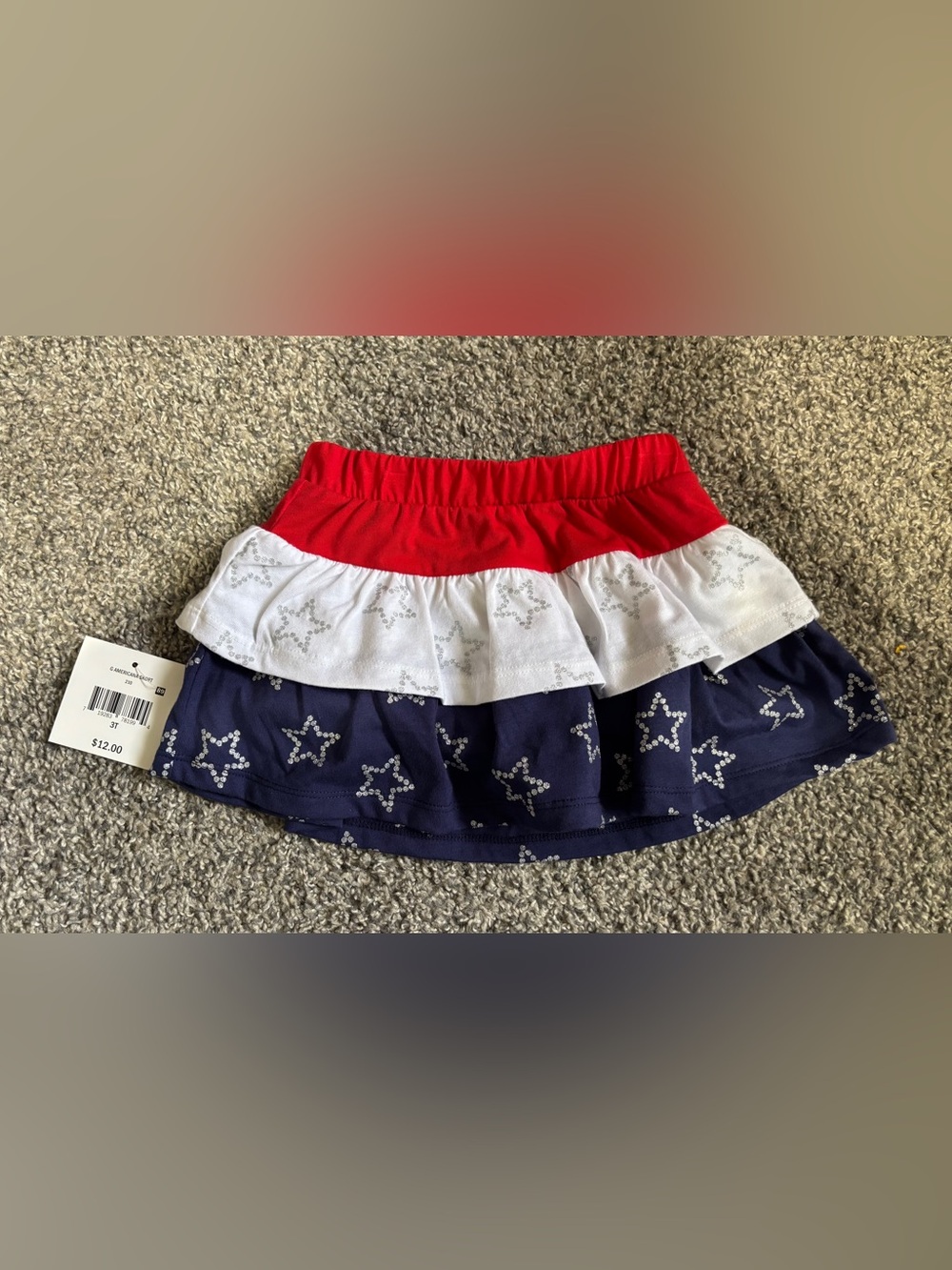 3T Red, White & Blue, patriotic skirt with built in shorts